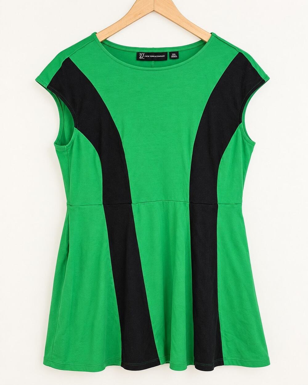 New York & Company Women’s XXL Green Black Colorblock Fit & Flare Dress